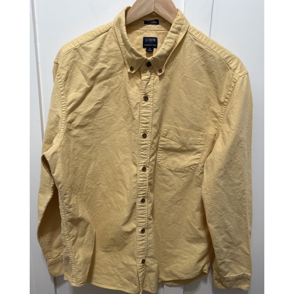 J Crew Vintage Oxford Shirt Size XL Light Yellow Slim Untucked‎ Long Sleeve